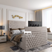 Onelife Natural Velvet Upholstered TV Optional Ottoman Bed Frame