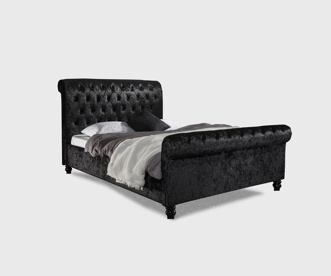 Black and clearance white sleigh bed