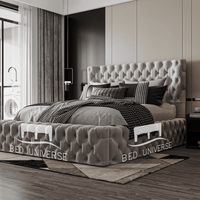 Mirage Chesterfield Round Winged Ambassador Bed Frame, Round thick winged bed, chesterfield bed, upholstered bed, new bed.