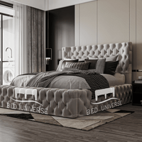 Mirage Chesterfield Round Winged Ambassador Bed Frame, Round thick winged bed, chesterfield bed, upholstered bed, new bed.
