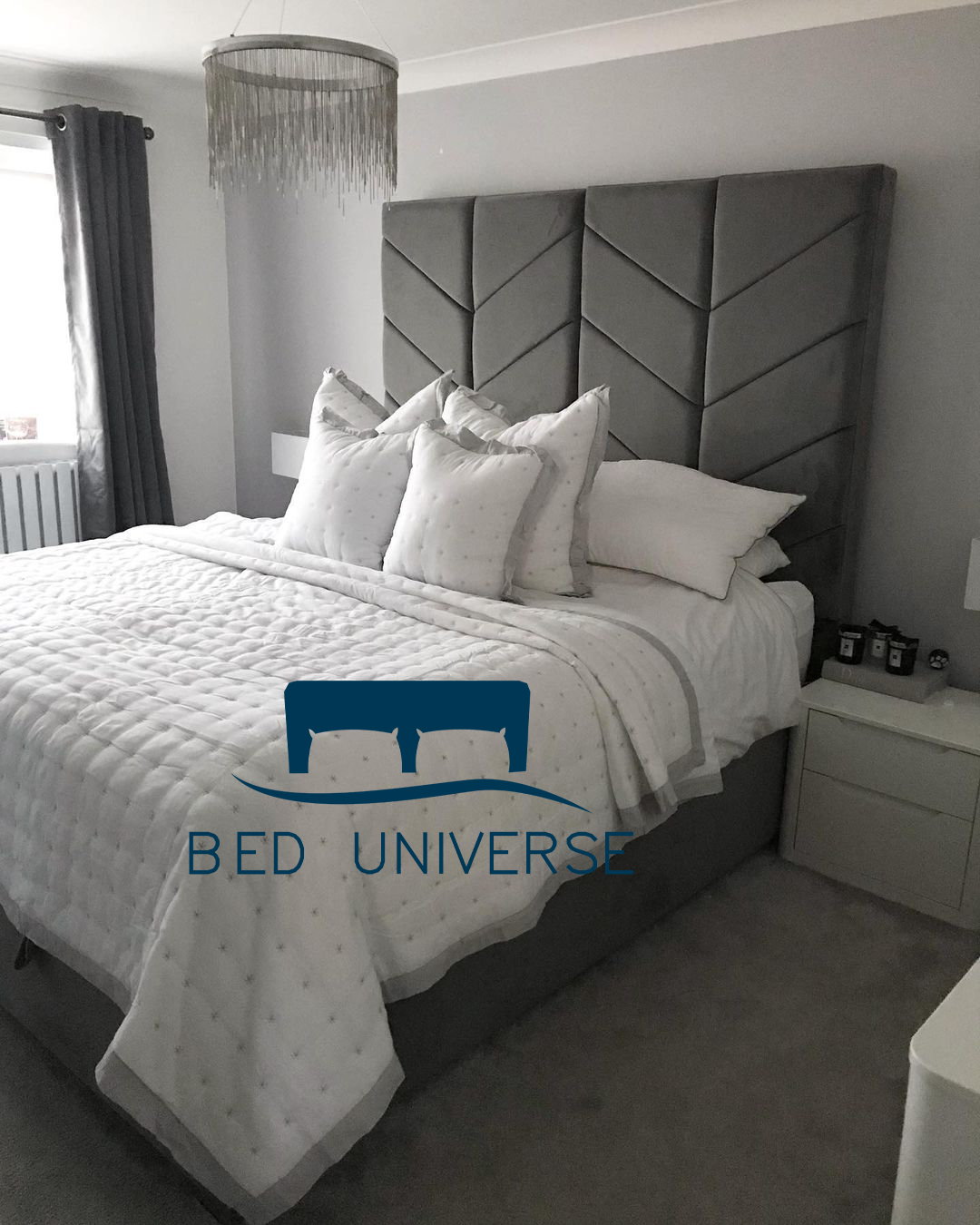 Charlie Chevron Chesterfield Upholstered Fabric Bed Frame