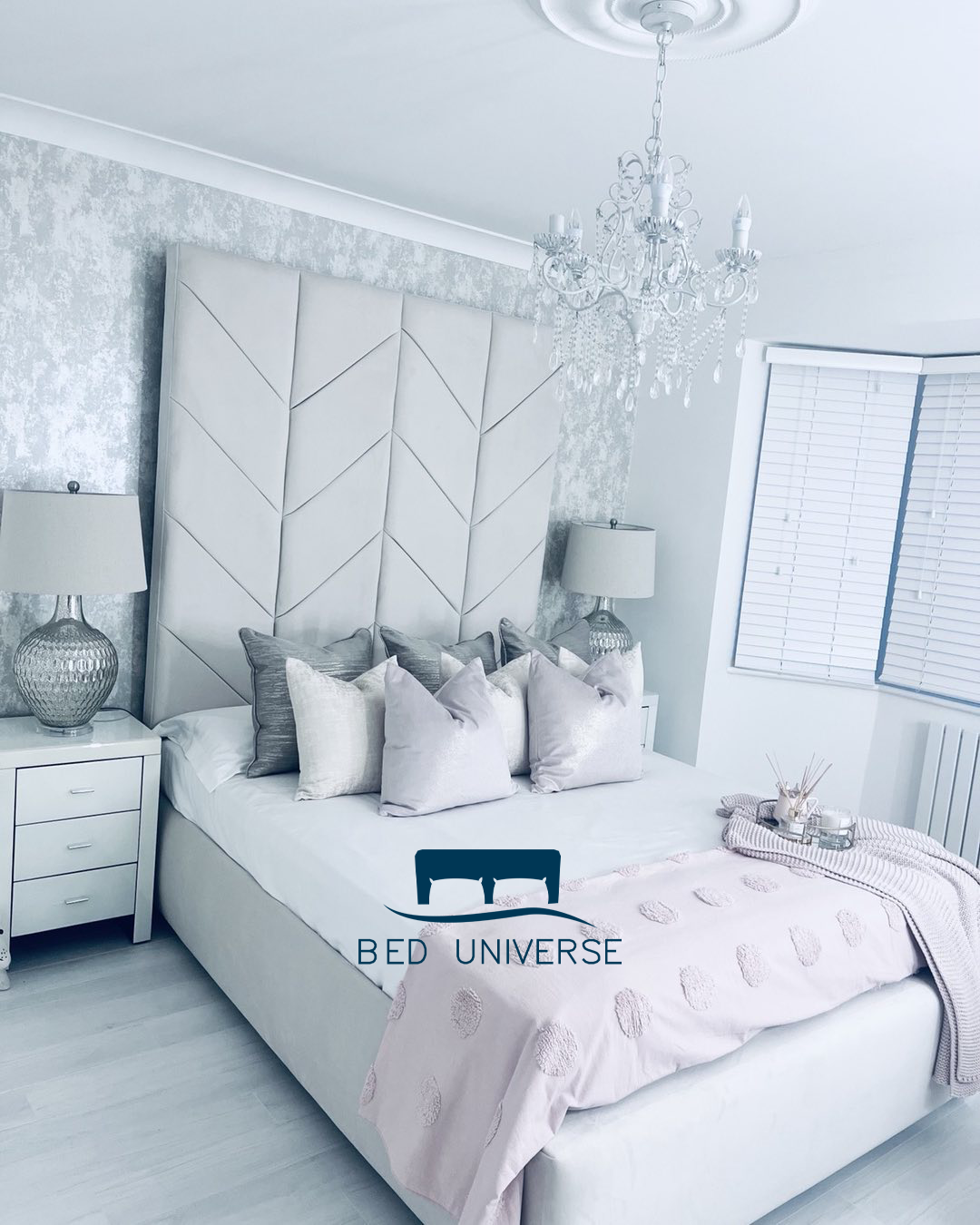 Charlie Chevron Chesterfield Upholstered Fabric Bed Frame