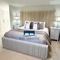 Alfonso Linear Lines Wide Panel Headboard Bed Frame