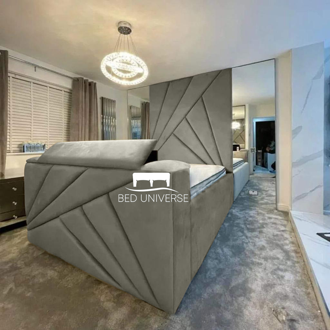 Berkley Upholstered TV Optional Ottoman Bed Frame