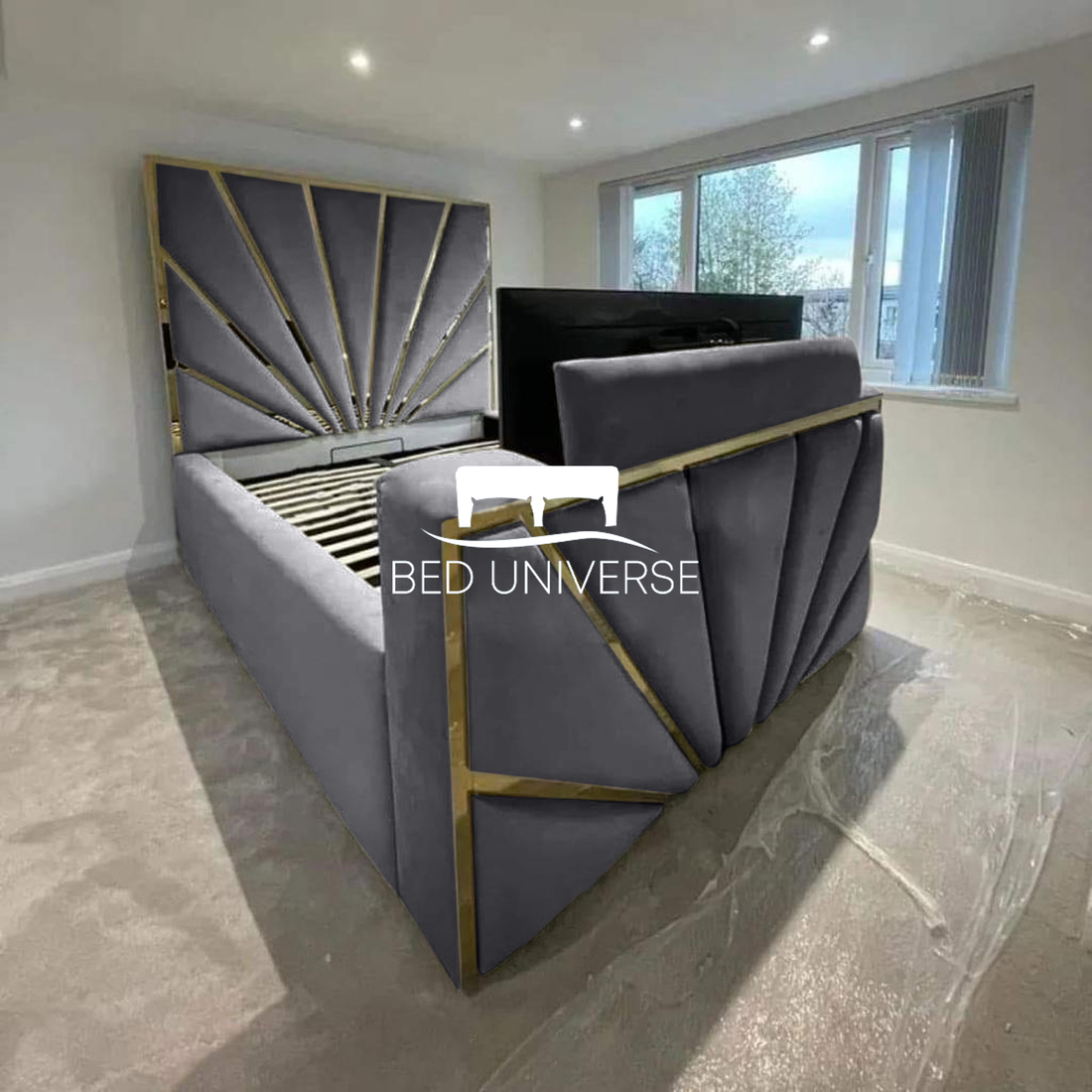 Claridge Upholstered TV Optional Ottoman Bed Frame