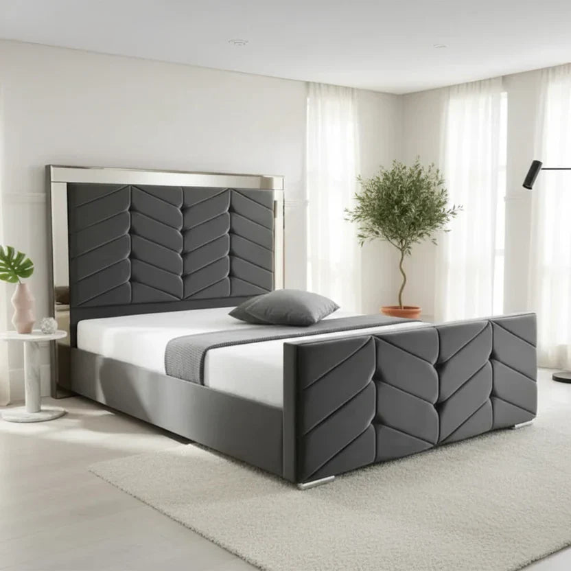 Tower Mirror Luxury Bed With Optional Ottoman Gas Lift Storage