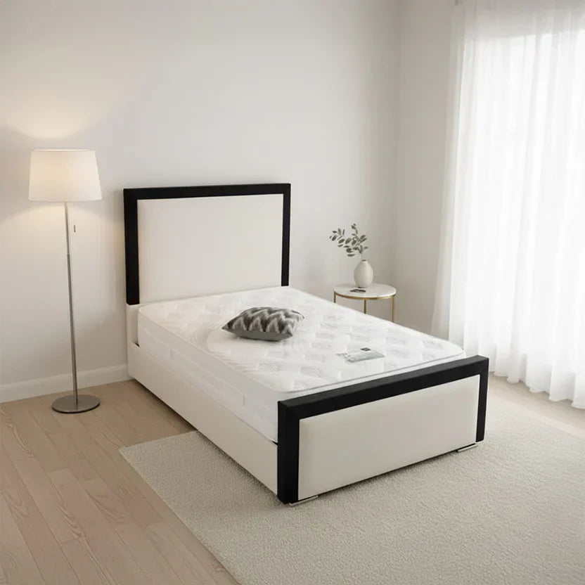 Julian Border Bed With Optional Ottoman Gas Lift Storage
