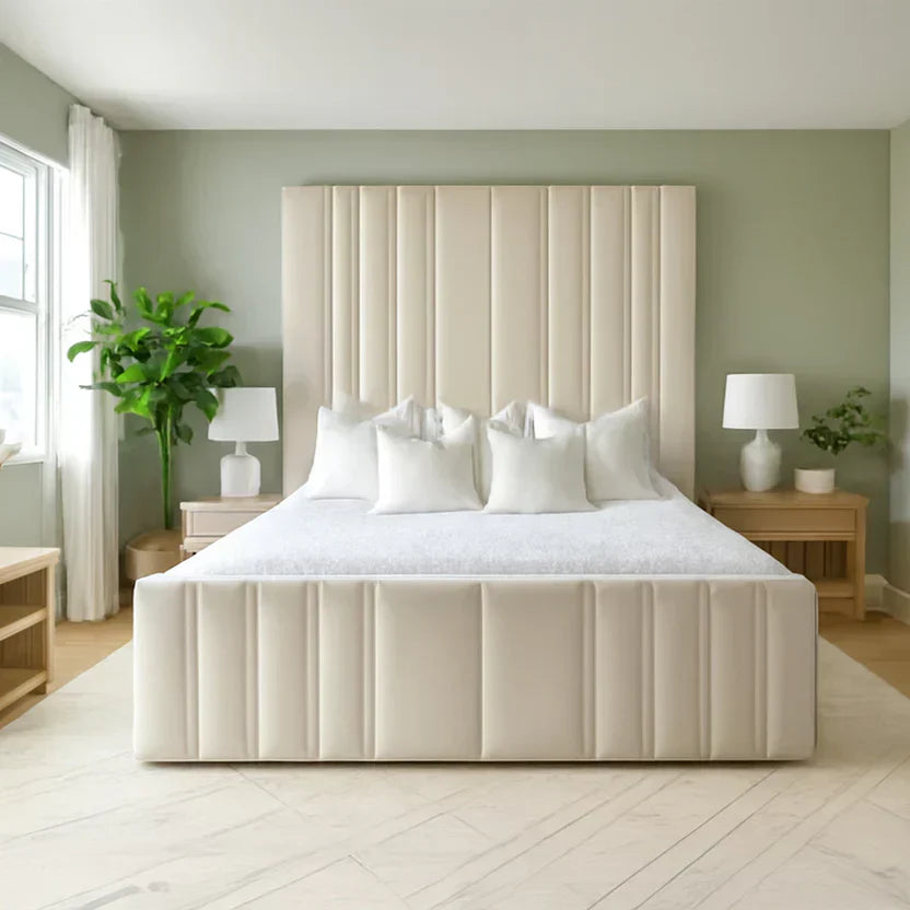 Crown Panel Luxury Bed With Optional Ottoman Gas Lift Storage