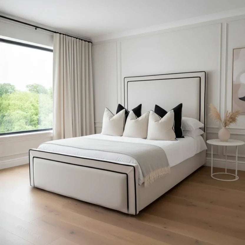 Plain Strip Bed With Optional Ottoman Gas Lift Storage