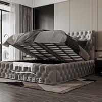 Mirage Chesterfield Round Winged Ambassador Bed Frame, Round thick winged bed, chesterfield bed, upholstered bed, new bed.