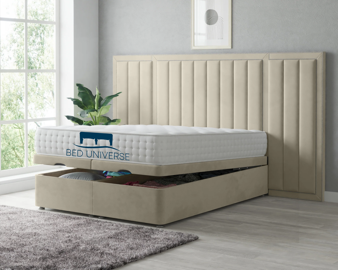 Harry Extended Headboard Bed Frame with Ottoman Storage