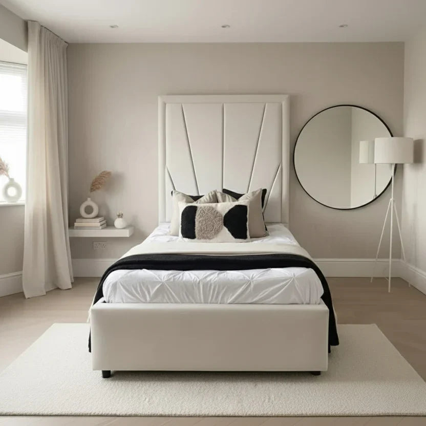 Bumper Designer Luxury Bed With Optional Ottoman Gas Lift Storage