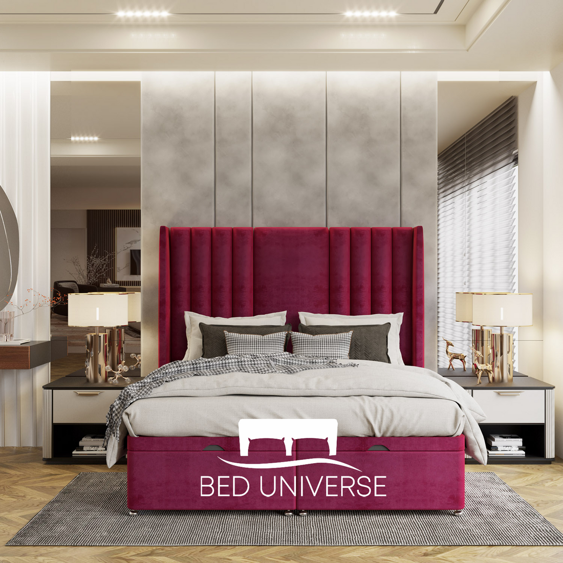 Sandy Winged Divan Ottoman Storage Bed