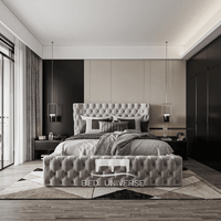 Mirage Chesterfield Round Winged Ambassador Bed Frame, Round thick winged bed, chesterfield bed, upholstered bed, new bed.