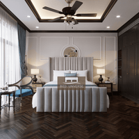 Millhouse Winged Bed Frame, Winged Bed, Stripe Bed, Plush Bed, Wingback Bed, Upholstered Bed