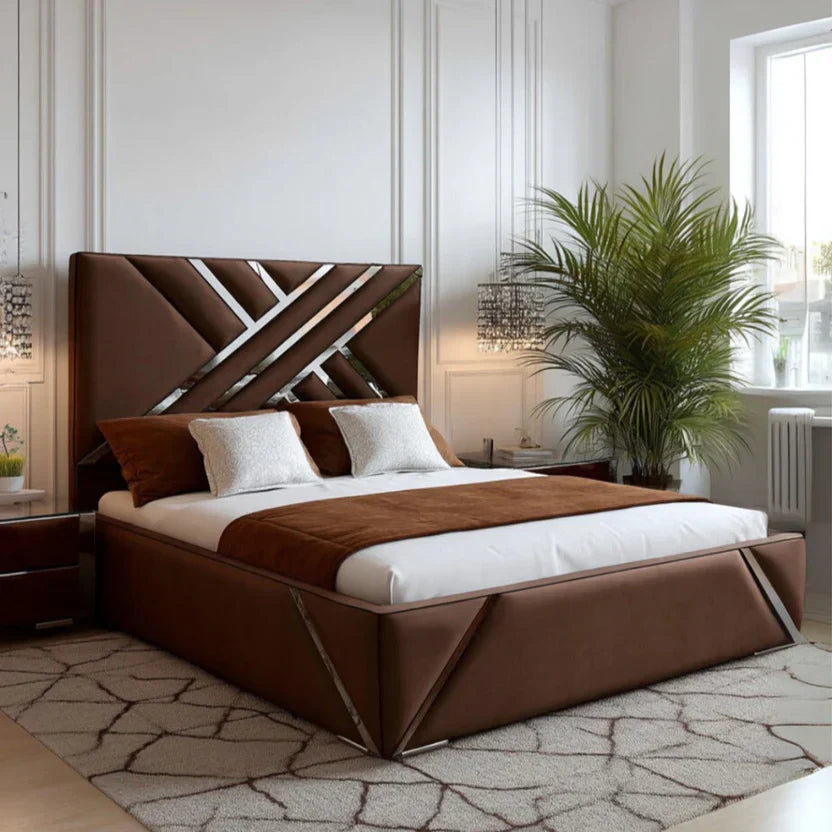 Aurum Geo luxury Bed With Optional Ottoman Gas Lift Storage