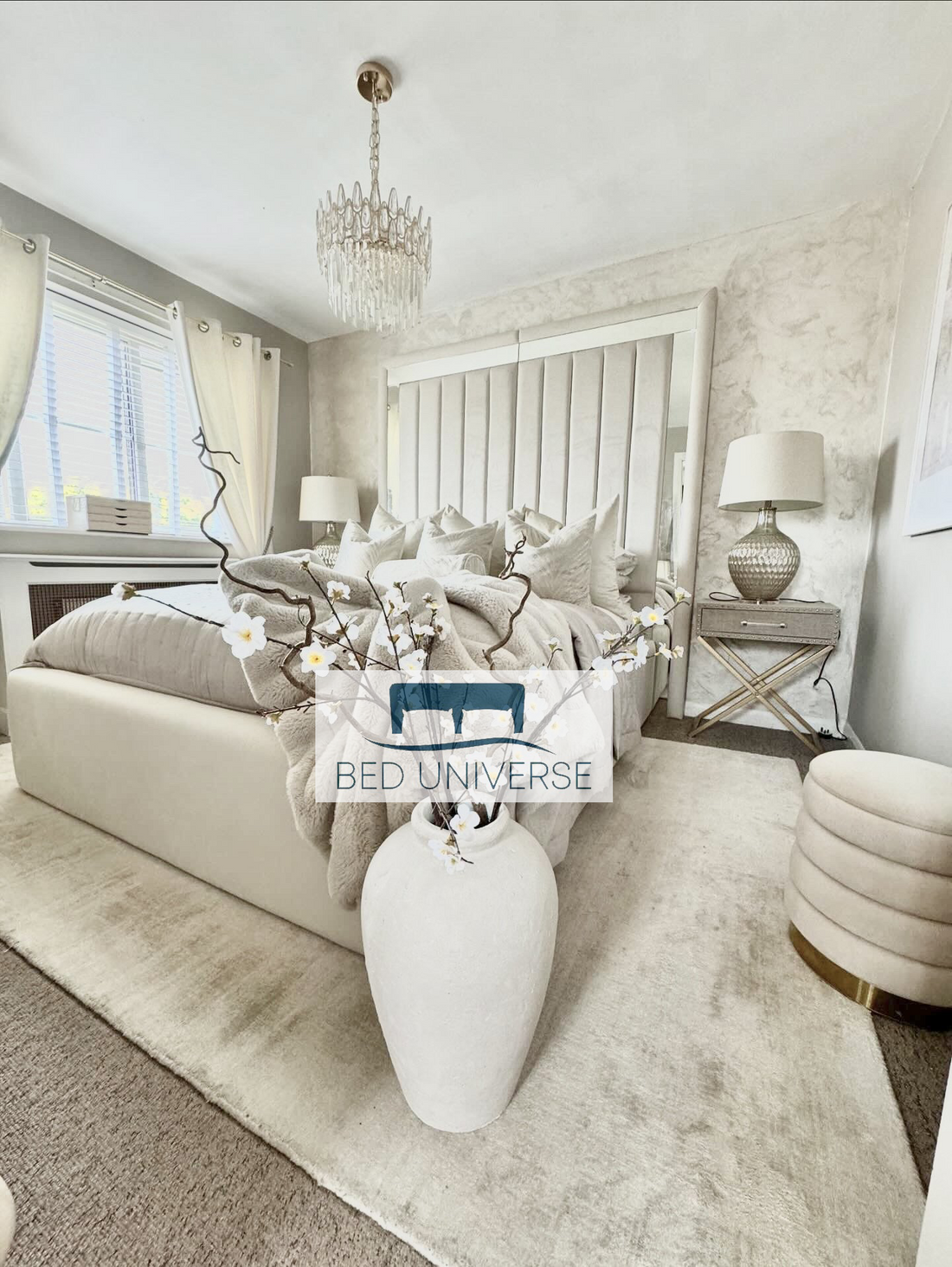 Cali Mirror Border Panel Strip Line Fabric Bed