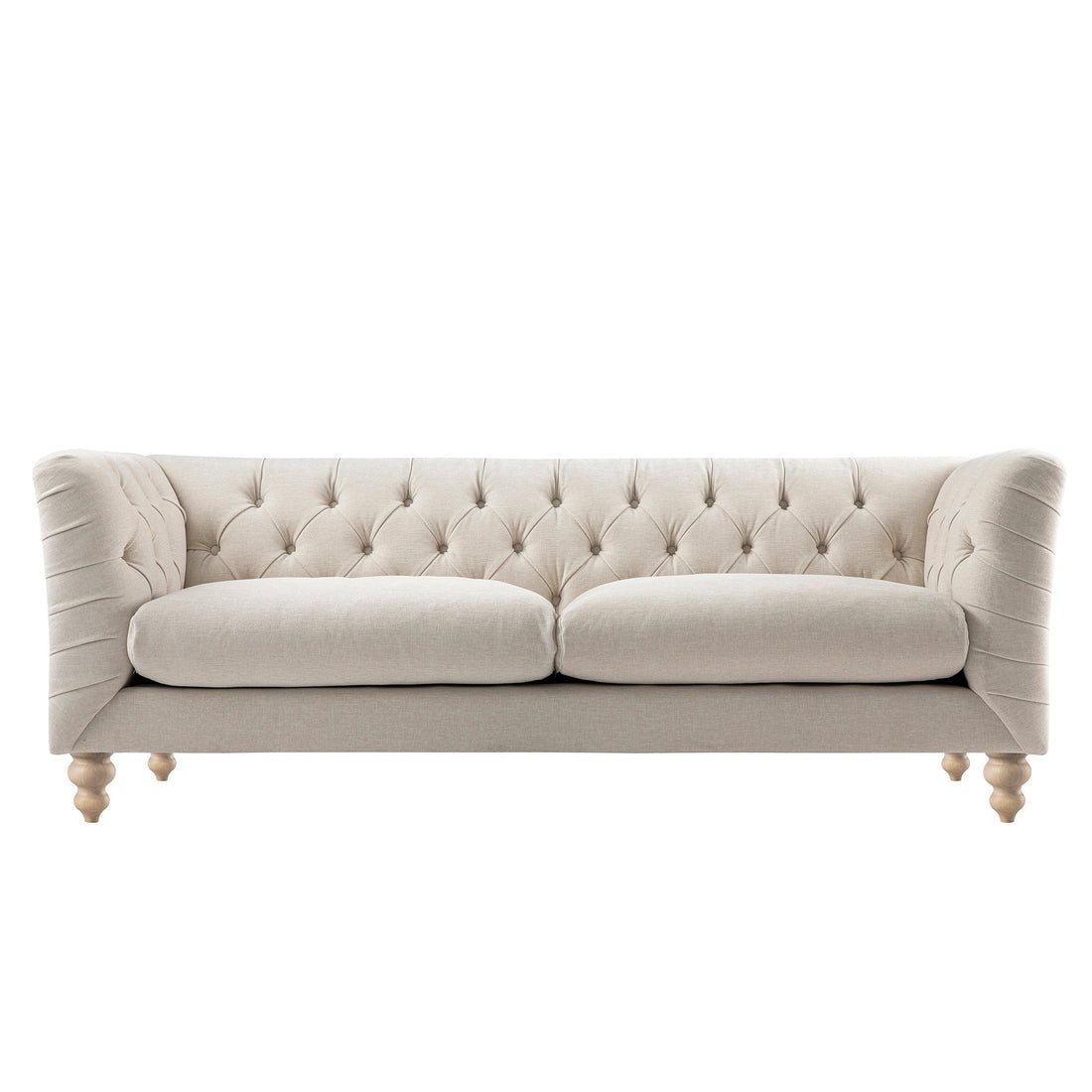 Ashby Chesterfield Large 3-Seater Sofa, Oatmeal Chenille