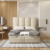 4 Panel Linear Stripe Panel Divan Ottoman Storage Bed