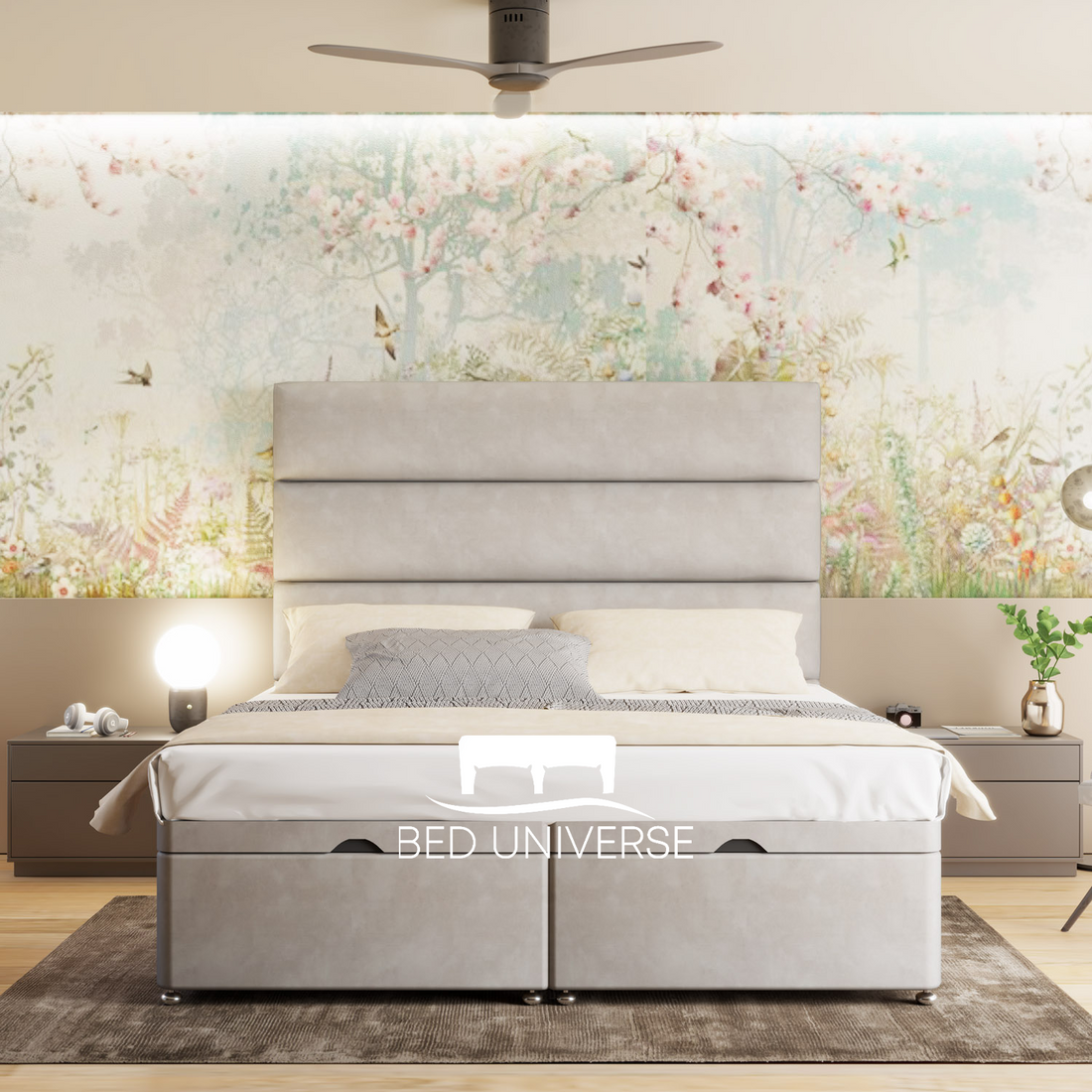 Faze Lines Panel Linear Stripe Panel Divan Ottoman Storage Bed