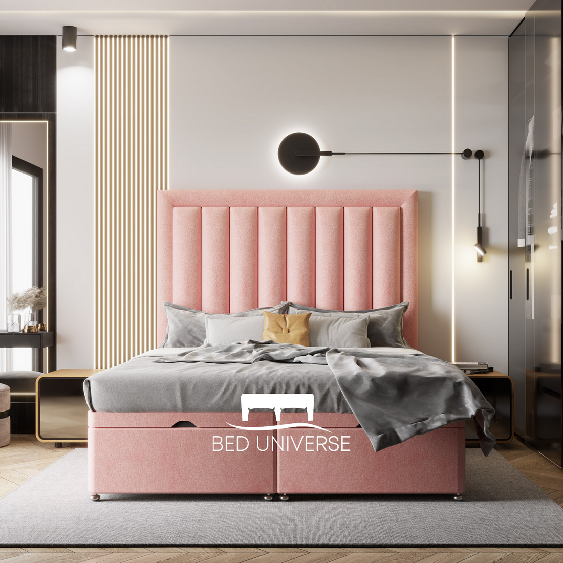 Joanne Stripe Panel Linear Divan Ottoman Bed