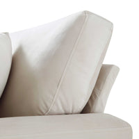 Brigette 3-Seater Beige Velvet Sofa with Antique Brass Castor Legs