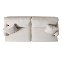 Brigette 3-Seater Beige Velvet Sofa with Antique Brass Castor Legs