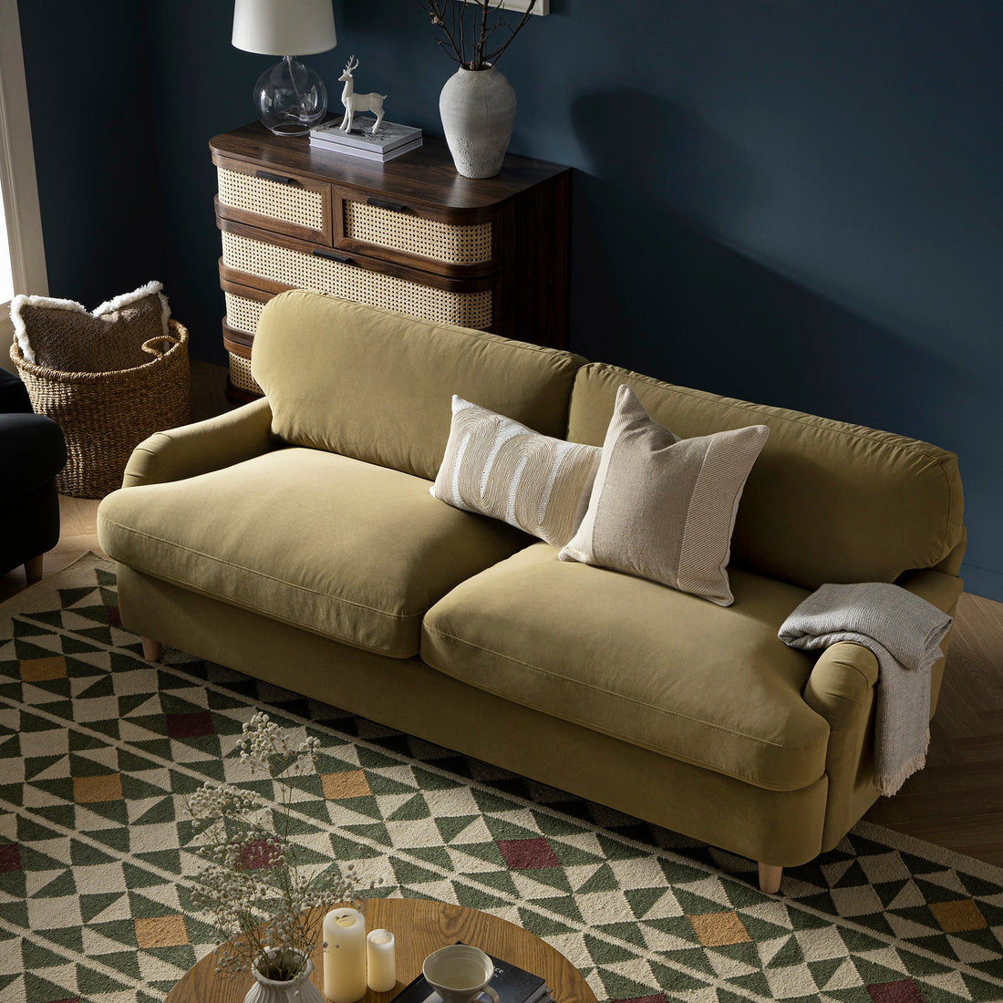 Daphnis Fudge Velvet Sofa Bed Large 3-Seater