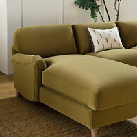 Daphnis Fudge Velvet Sofa, Grande Chaise Sofa Left Hand Facing