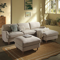 Daphnis Oatmeal Fabric Sofa, Grande Chaise Sofa Right Hand Facing