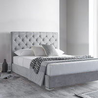 Eliza Silver Naple Soft Velvet Bed Frame