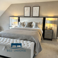 Dakota Tall Headboard Black Plush Sides Bed Frame