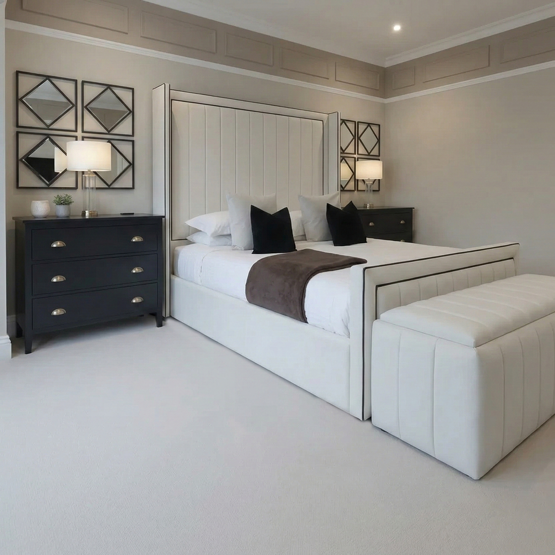 Tokyo Wing Fooboard Bed With Optional Ottoman Gas Lift Storage