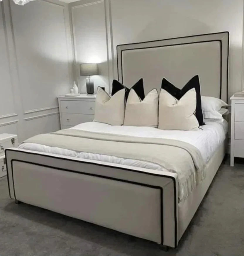 Plain Strip Bed With Optional Ottoman Gas Lift Storage