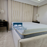 Alfie Gold Strip Wide Extended Panel Headboard Fabric Bed