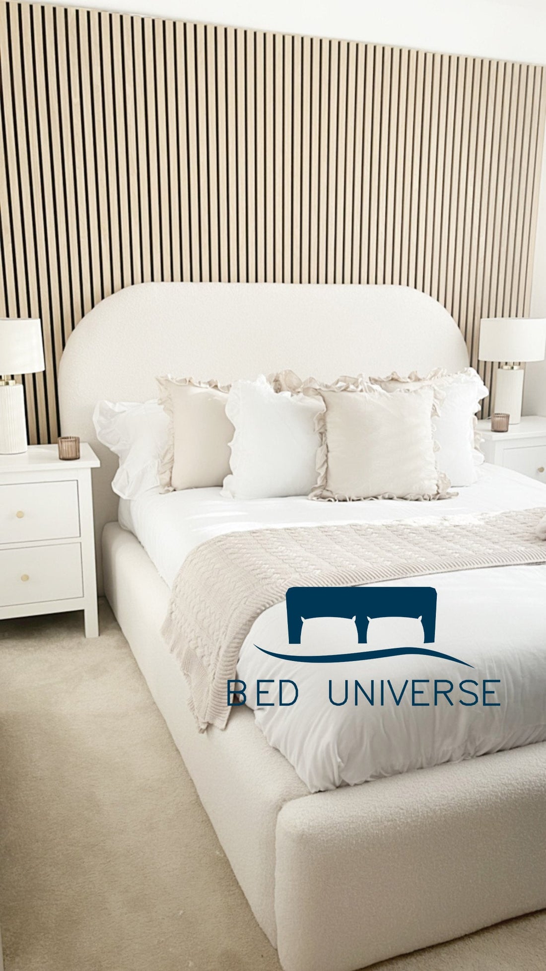 Lusso Cream Teddy Boucle Bed Frame