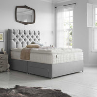 Henry Silver Plush Storage Divan Bed