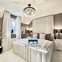 Lucian Panel Strip Line Fabric Upholstered Bed