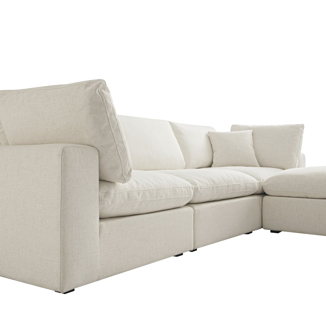 Lutyens Beige Linen Blend Modular Sofa 3-Piece Chaise
