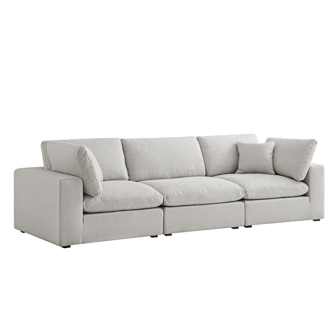 Lutyens Light Grey Linen Blend Modular Sofa, 3-Piece