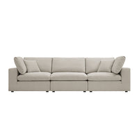 Lutyens Oatmeal Weave Fabric Modular Sofa, 3-Piece