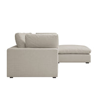 Lutyens Oatmeal Weave Fabric Modular Sofa 3-Piece Chaise