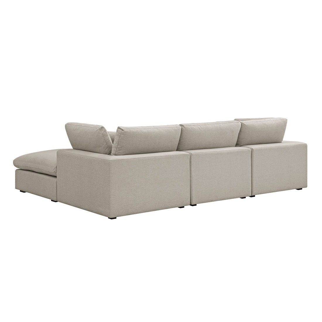 Lutyens Oatmeal Weave Fabric Modular Sofa 3-Piece Chaise