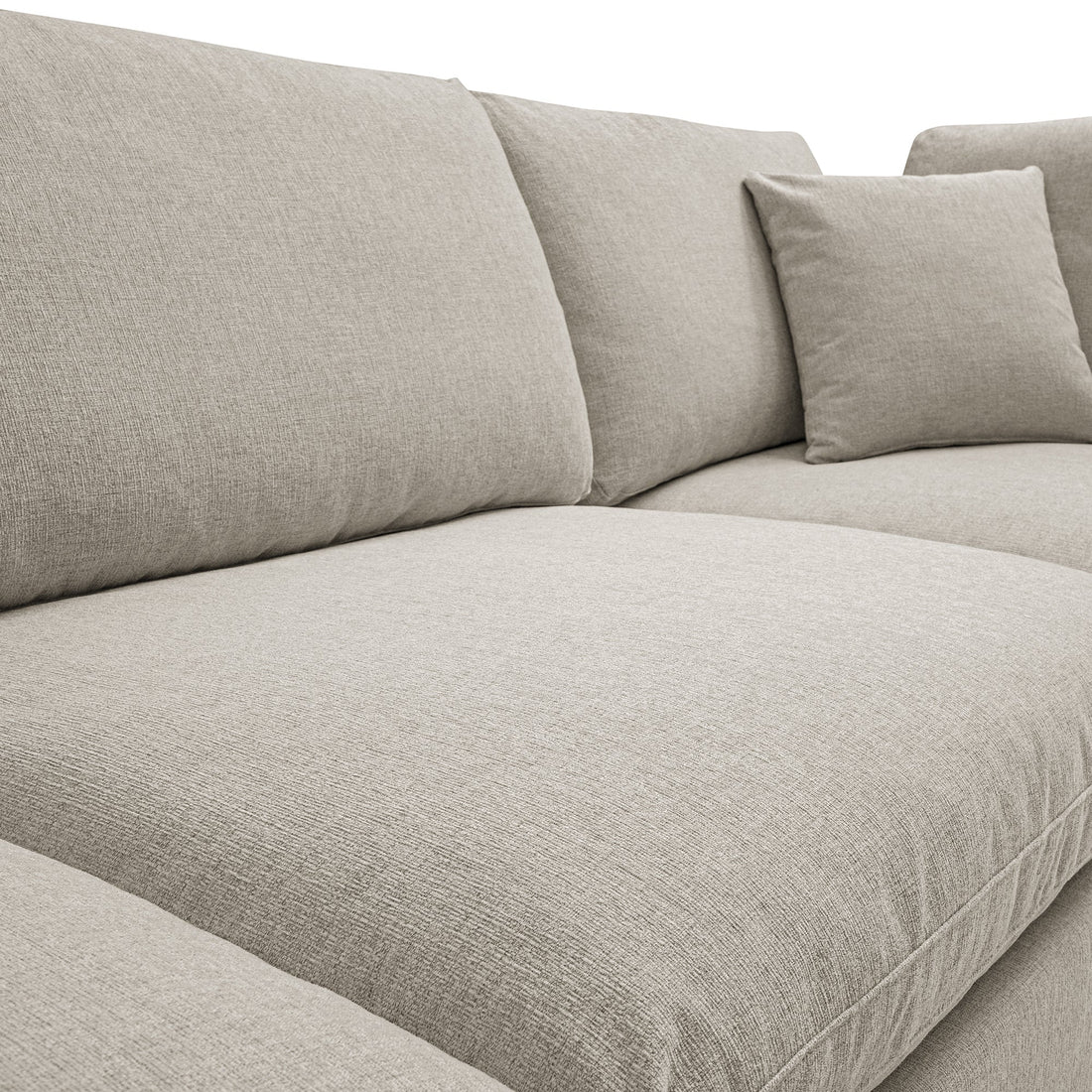 Lutyens Oatmeal Weave Fabric Modular Sofa 3-Piece Chaise