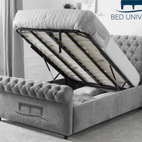 Colorado Soft Cream Naple Chesterfield Sleigh Scroll Bed Frame