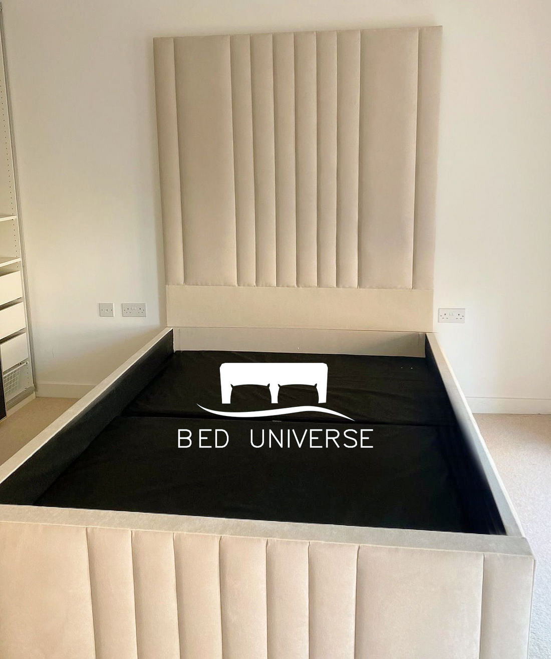 Lucian Panel Strip Line Fabric Upholstered Bed