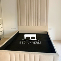 Lucian Panel Strip Line Fabric Upholstered Bed