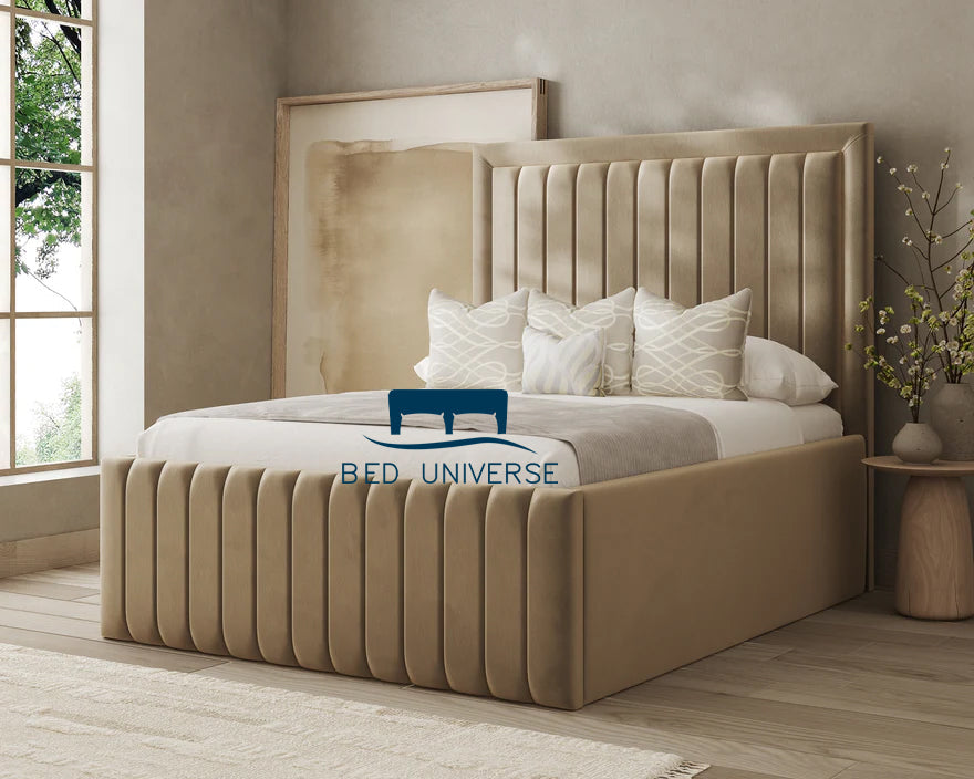 De Palazzo Stripe Panel Upholstered Fabric Bed Frame