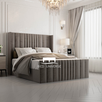 Millhouse Stripe Line Linear Panels Winged Bed Frame