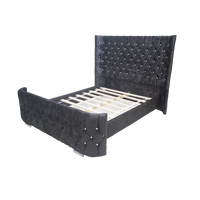 Grammy Steel Plush Fabric Wing back Bed Frame